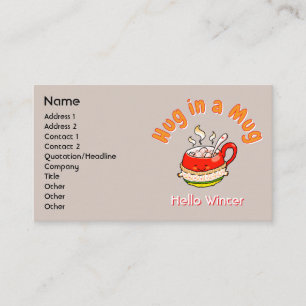 Carte De Visite Bonjour Illustration Cozy Kawaii Hug in a Mug d'Hi