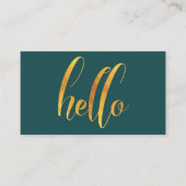Carte De Visite Bonjour Introduction Gold Brush Script Emerald Gre (Devant)