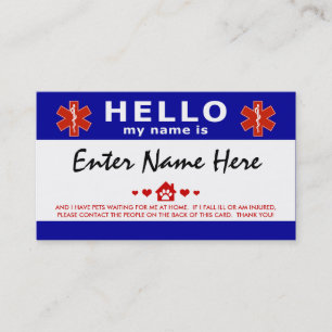 Carte De Visite BONJOUR j'ai des animaux qui m'attendent