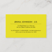 Carte De Visite Bonjour jaune | Script fantaisie Sunshine Yellow (Dos)