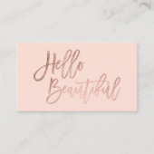 Carte De Visite Bonjour le manuscrit chic de bel or rose de faux (Devant)