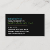 Carte De Visite Bonjour logo, traducteur et interprète (Dos)