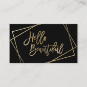 Carte De Visite Bonjour magnifique faux script or noir géométrique (Devant)