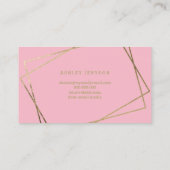 Carte De Visite Bonjour magnifique faux script or rose géométrique (Dos)