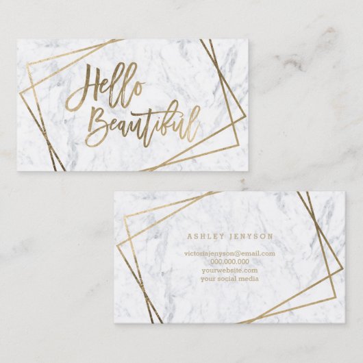 Carte De Visite Bonjour marbre géométrique de beau de faux (Devant / Derrière)
