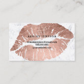 Carte De Visite Bonjour marbre rose de typographie d'or de lèvres (Dos)