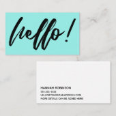 Carte De Visite Bonjour minimal dans le noir de manuscrit (Devant / Derrière)