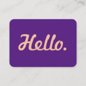 Carte De Visite Bonjour moderne Hi Script rose & violet Décontract (Devant)