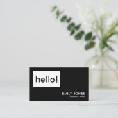 Carte De Visite Bonjour moderne noir et blanc (Debout devant)