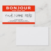 Carte De Visite BONJOUR mon nom est (Devant / Derrière)