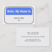 Carte De Visite Bonjour, mon nom est (Devant / Derrière)