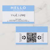 Carte De Visite bonjour mon nom est (avec le code de QR) (Devant / Derrière)