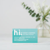 Carte De Visite Bonjour Mon nom est Bold Diagonal Shadow Turquoise (Debout devant)