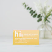 Carte De Visite Bonjour Mon nom est Bold Diagonal Shadow Yellow Gr (Debout devant)