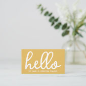 Carte De Visite Bonjour Mon Nom Est Mustard Jaune Blanc Minimal (Debout devant)