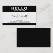 Carte De Visite bonjour mon nom est : noir et blanc (Devant / Derrière)