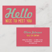 Carte De Visite "BONJOUR Nice de vous rencontrer" police grunge de (Devant / Derrière)