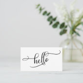 Carte De Visite Bonjour noir et blanc, typographie de script élabo (Debout devant)