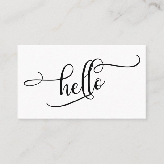 Carte De Visite Bonjour noir et blanc, typographie de script élabo (Devant)
