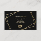 Carte De Visite Bonjour noir géométrique de beau de lèvres (Dos)