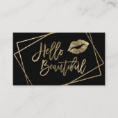 Carte De Visite Bonjour noir géométrique de beau de lèvres (Devant)