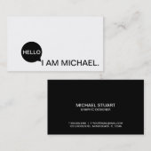 Carte De Visite Bonjour noir moderne décontracté et blanc de la (Devant / Derrière)