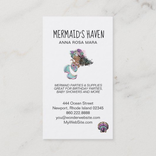 Carte De Visite *~* BONJOUR Pailleté Sirène Tortue Marine Étincela (Dos)