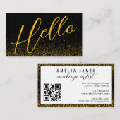 Carte De Visite Bonjour  | Professional Modern Script Gold Parties (Devant / Derrière)