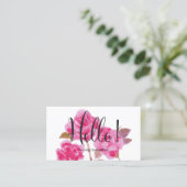 Carte De Visite Bonjour, Rose Floral (Debout devant)