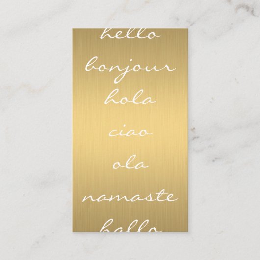Carte De Visite Bonjour salutations Faux Metallic Gold (Devant)
