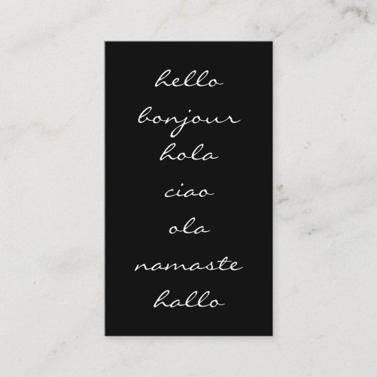 Carte De Visite Bonjour salutations noir et blanc (Devant)