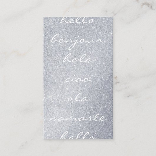 Carte De Visite Bonjour Salutations Parties scintillant en argent (Devant)