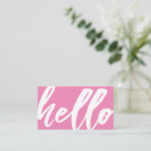 Carte De Visite Bonjour  | Script fantaisie Bubblegum rose (Debout devant)
