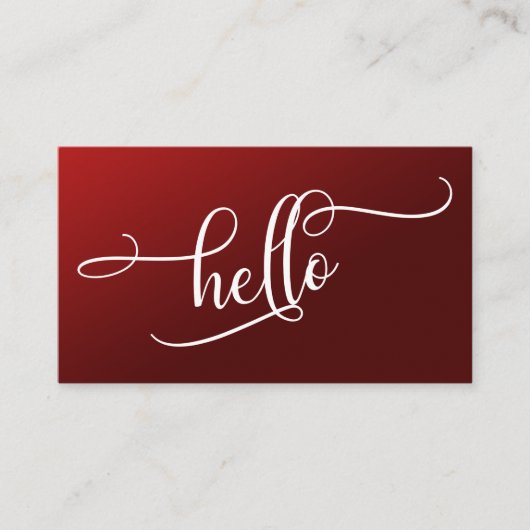 Carte De Visite Bonjour Script Typographie Sur Dégradé Rouge Foncé (Devant)