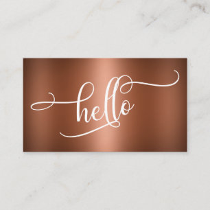 Carte De Visite Bonjour Script Typographie Sur Faux Cuivre Lisse