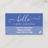 Carte De Visite bonjour sensibilisation à la démence et contact d' (Devant)