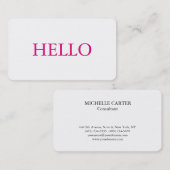 Carte De Visite Bonjour Simple Pink Blanc Simple (Devant / Derrière)