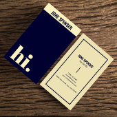 Carte De Visite Bonjour Simple Typographie Bleu & Beige Décontract