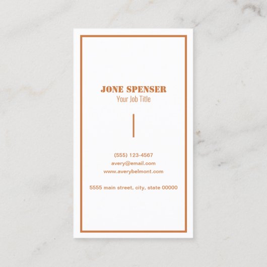 Carte De Visite Bonjour Terracotta Clean Typographie simple Décont (Dos)