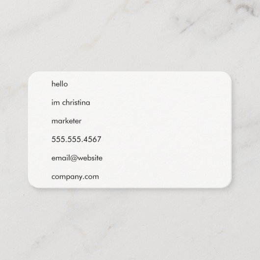 Carte De Visite Bonjour Texte simple (Devant)