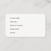 Carte De Visite Bonjour Texte simple (Dos)