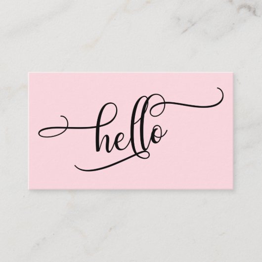 Carte De Visite Bonjour Typographie de Script Élaboré sur Fond Ros (Devant)