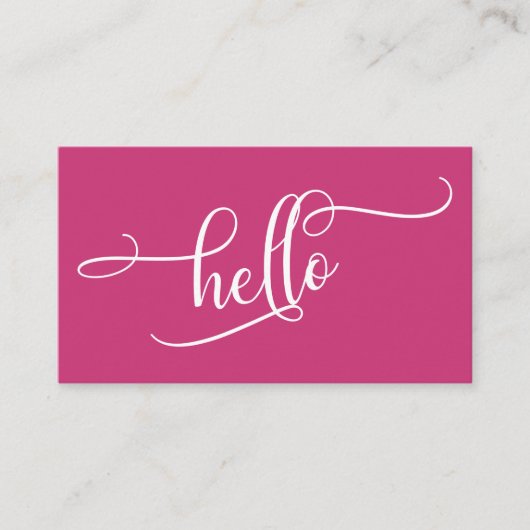 Carte De Visite Bonjour Typographie de Script Élaboré sur Magenta (Devant)
