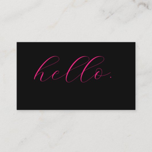 Carte De Visite Bonjour Typographie Rose Chaud Fuchsia Noir Script (Devant)