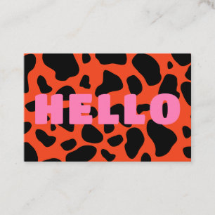 Carte De Visite Bonjour Vache Imprimer noir orange rose chaud