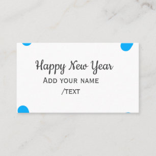 Carte De Visite Bonne année bleu à pois avec nom simple