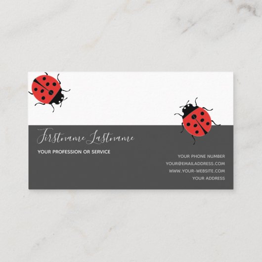 Carte De Visite Bonne chance ladybugs pointillés élégant rectangle (Dos)