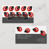 Carte De Visite Bonne chance ladybugs pointillés élégant rectangle (Devant / Derrière)