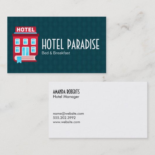 Carte De Visite Book Hotel Logo | Bed Breakfast (Devant / Derrière)