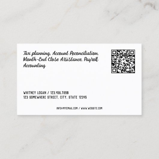 Carte De Visite Bookkeeper QR (Dos)